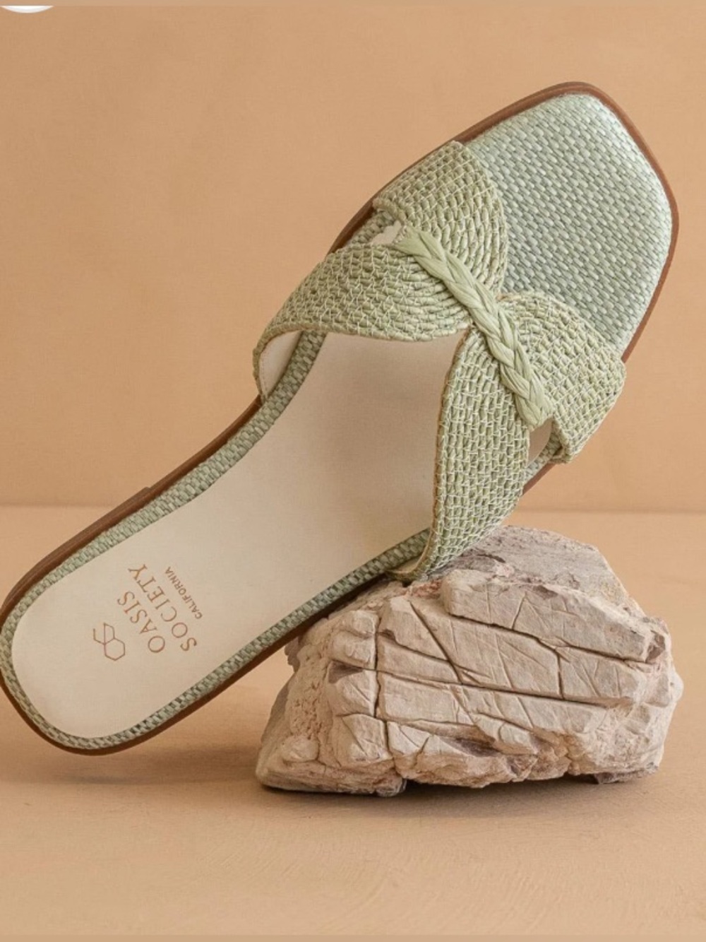 Oasis Society The Fatima Mint Butterfly  Woven Strap Slide Sandal Green Women 8